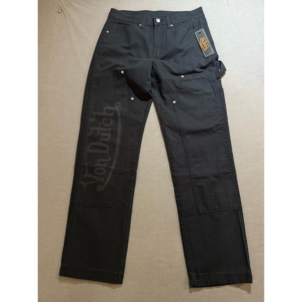 Von Dutch Double‎ Knee Carpenter Jeans Mens 28X30 Black Pocketed Zip New.
